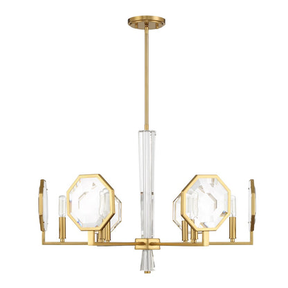 6 Light Chandelier, Warm Brass