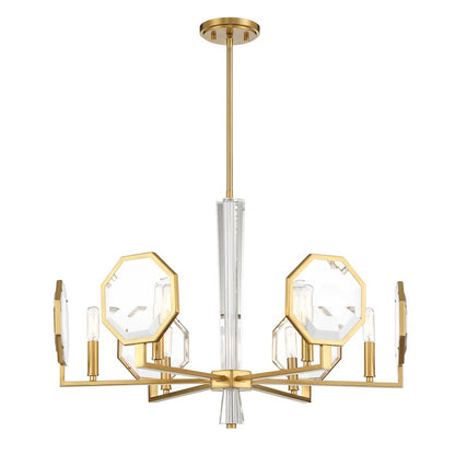 6 Light Chandelier, Warm Brass