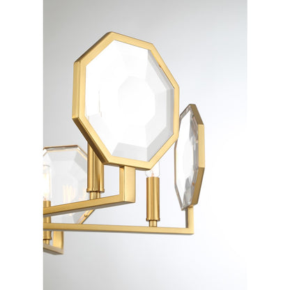 6 Light Chandelier, Warm Brass