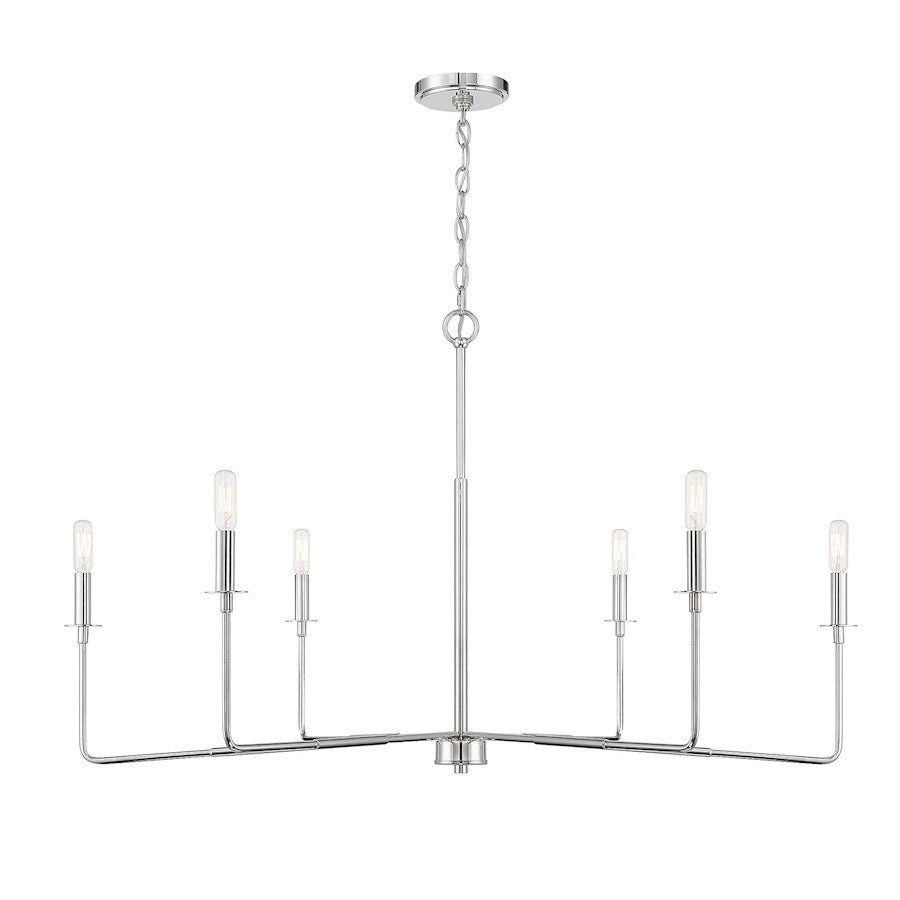 6 Light Chandelier, Matte Black