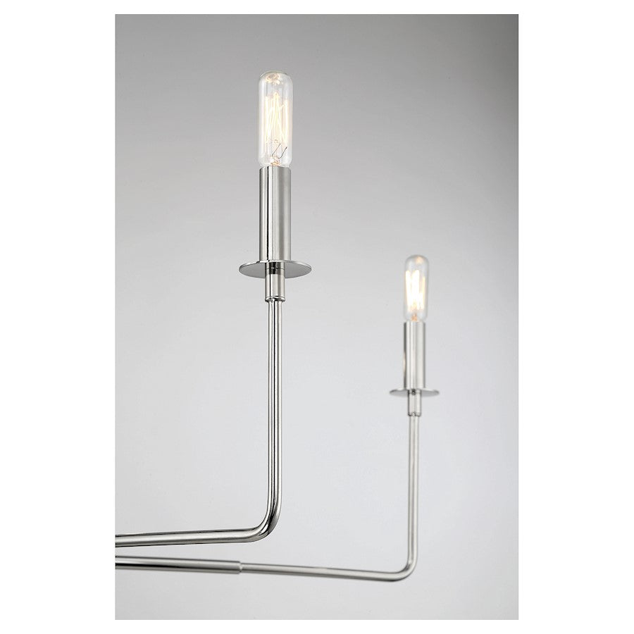 6 Light Chandelier, Polished Nickel