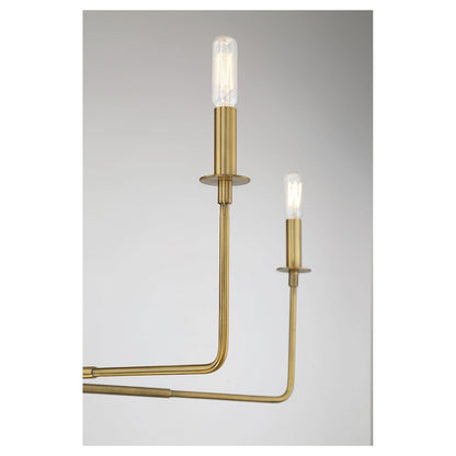 6 Light Chandelier, Warm Brass