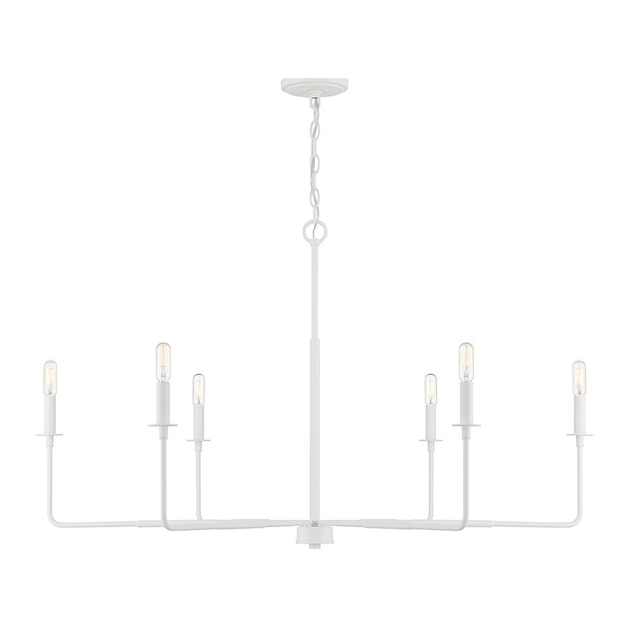 6 Light Chandelier, White Bisque