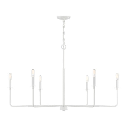 6 Light Chandelier, White Bisque