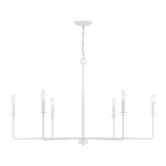6 Light Chandelier, White Bisque