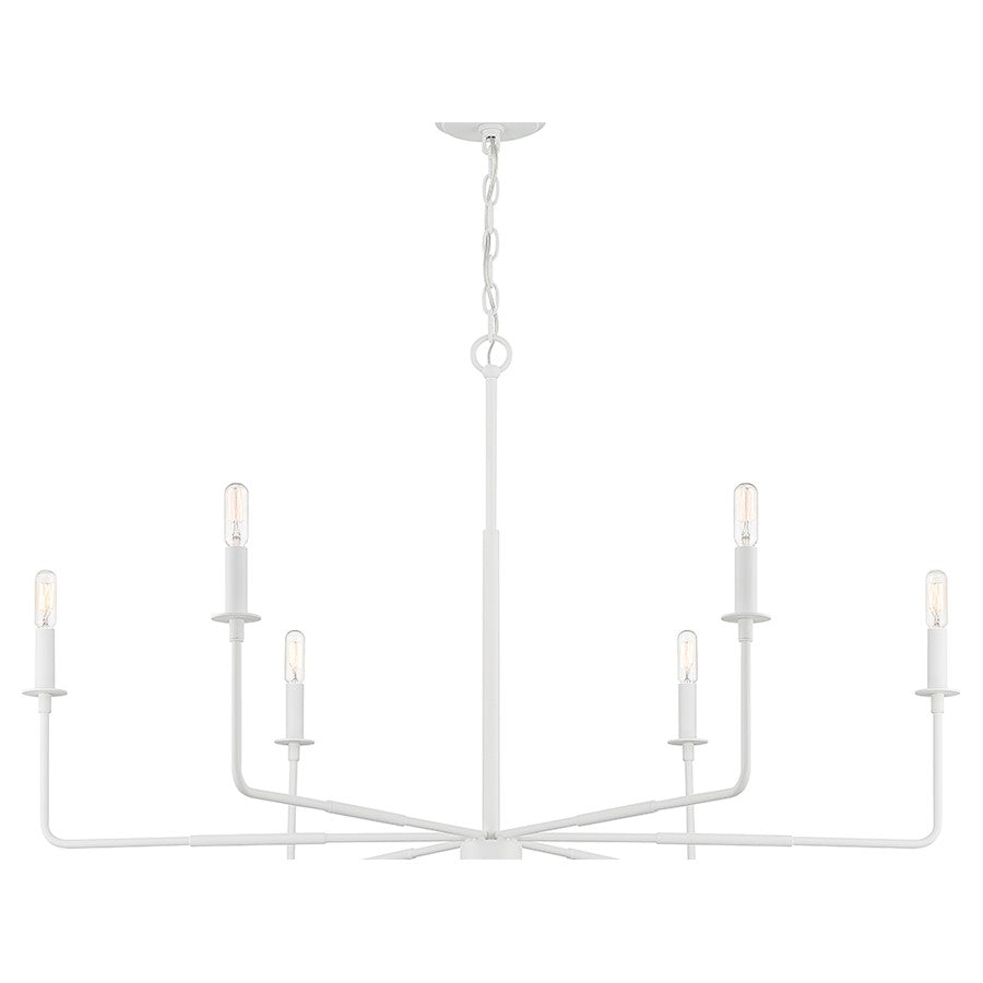 6 Light Chandelier, White Bisque