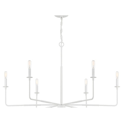 6 Light Chandelier, White Bisque