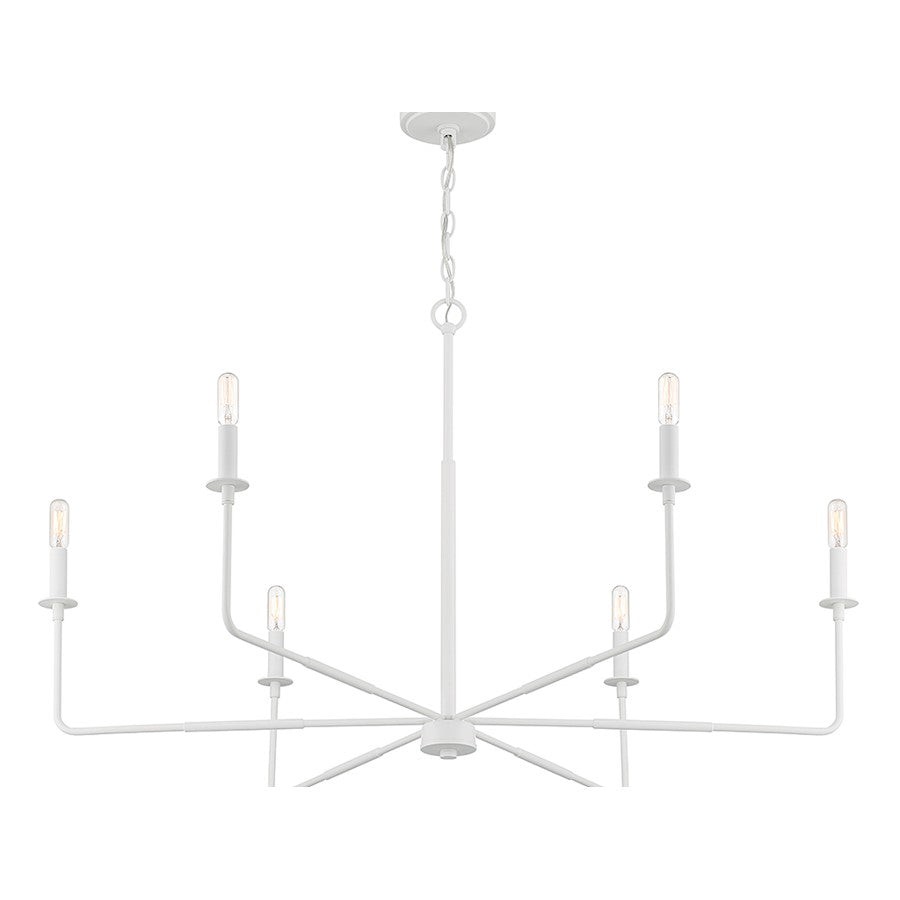 6 Light Chandelier, White Bisque