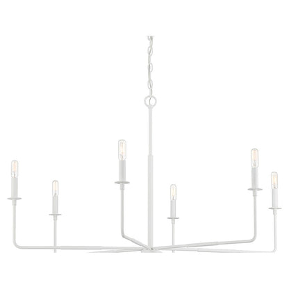 6 Light Chandelier, White Bisque