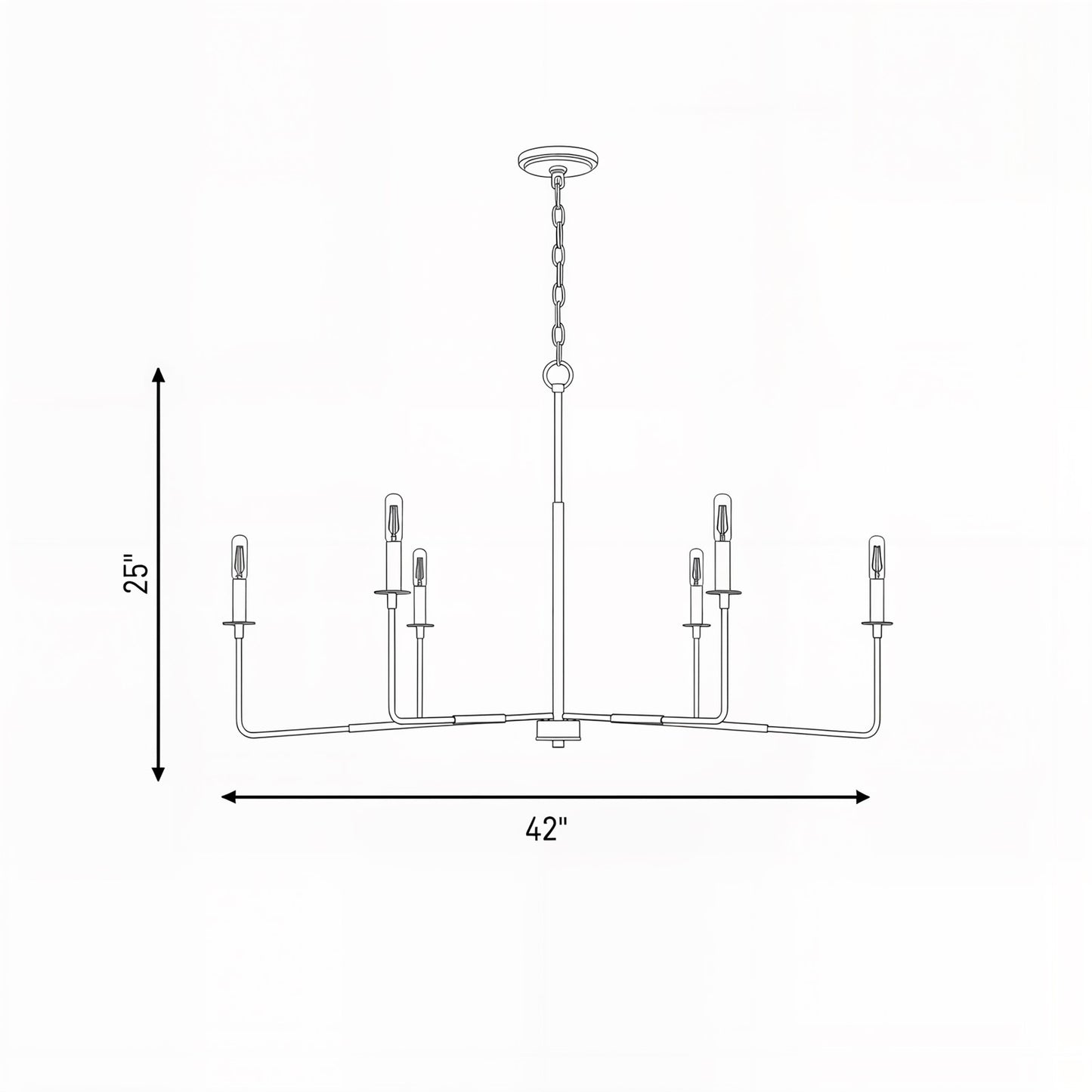 6 Light Chandelier, Matte Black