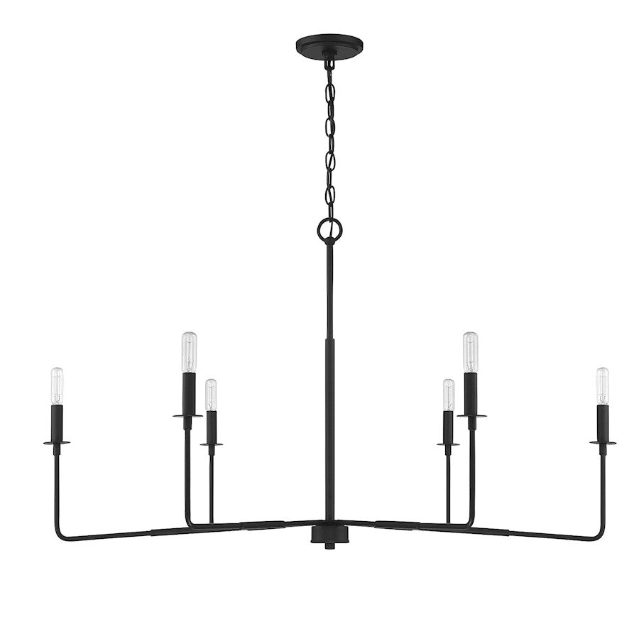 6 Light Chandelier, Matte Black