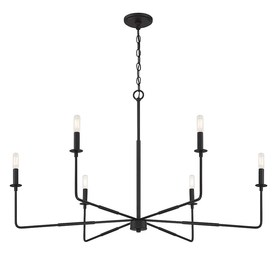 6 Light Chandelier, Matte Black