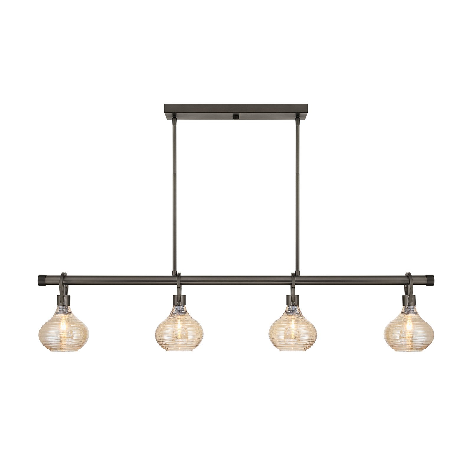 Savoy House Sheriden 48in 4-Light Chandelier | Artisanal Modern Mediterranean Bronze Metal and Bronze Rippled Glass | Kitchen Island & | Model 1-2274-4-15