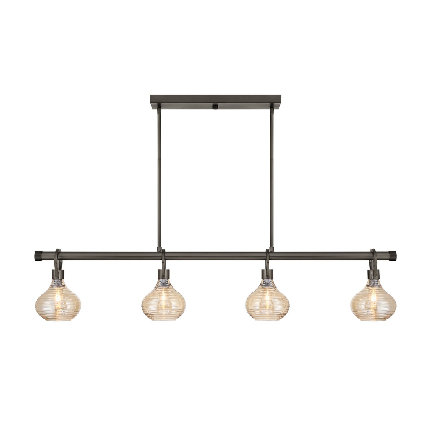Savoy House Sheriden 48in 4-Light Chandelier | Artisanal Modern Mediterranean Bronze Metal and Bronze Rippled Glass | Kitchen Island & | Model 1-2274-4-15