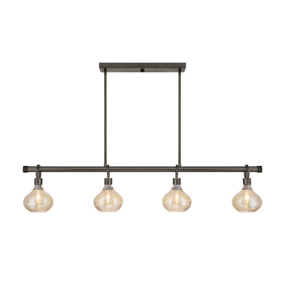 Savoy House Sheriden 48in 4-Light Chandelier | Artisanal Modern Mediterranean Bronze Metal and Bronze Rippled Glass | Kitchen Island & | Model 1-2274-4-15