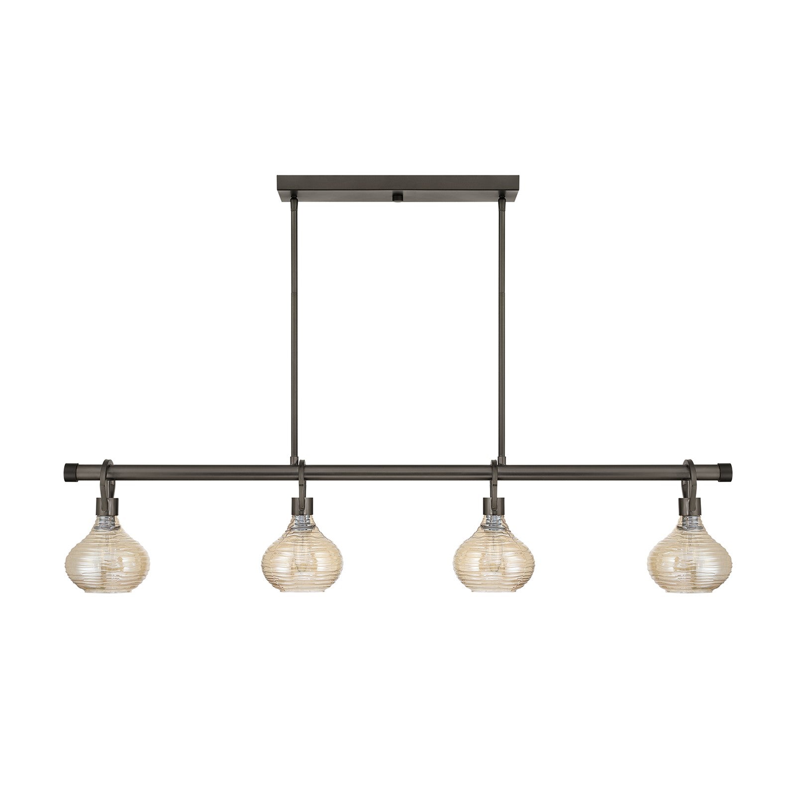 Savoy House Sheriden 48in 4-Light Chandelier | Artisanal Modern Mediterranean Bronze Metal and Bronze Rippled Glass | Kitchen Island & | Model 1-2274-4-15
