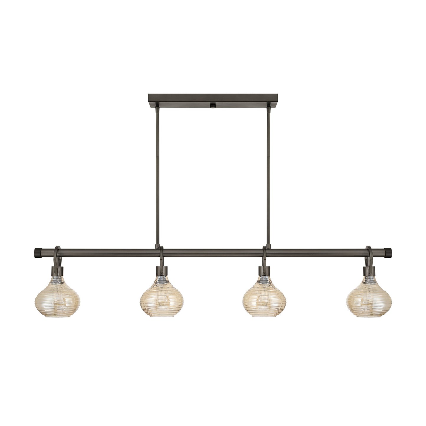 Savoy House Sheriden 48in 4-Light Chandelier | Artisanal Modern Mediterranean Bronze Metal and Bronze Rippled Glass | Kitchen Island & | Model 1-2274-4-15