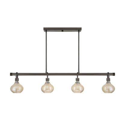Savoy House Sheriden 48in 4-Light Chandelier | Artisanal Modern Mediterranean Bronze Metal and Bronze Rippled Glass | Kitchen Island & | Model 1-2274-4-15