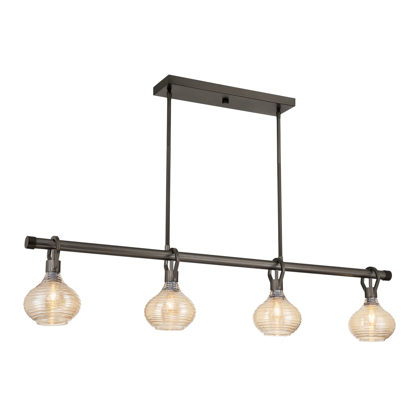 Savoy House Sheriden 48in 4-Light Chandelier | Artisanal Modern Mediterranean Bronze Metal and Bronze Rippled Glass | Kitchen Island & | Model 1-2274-4-15