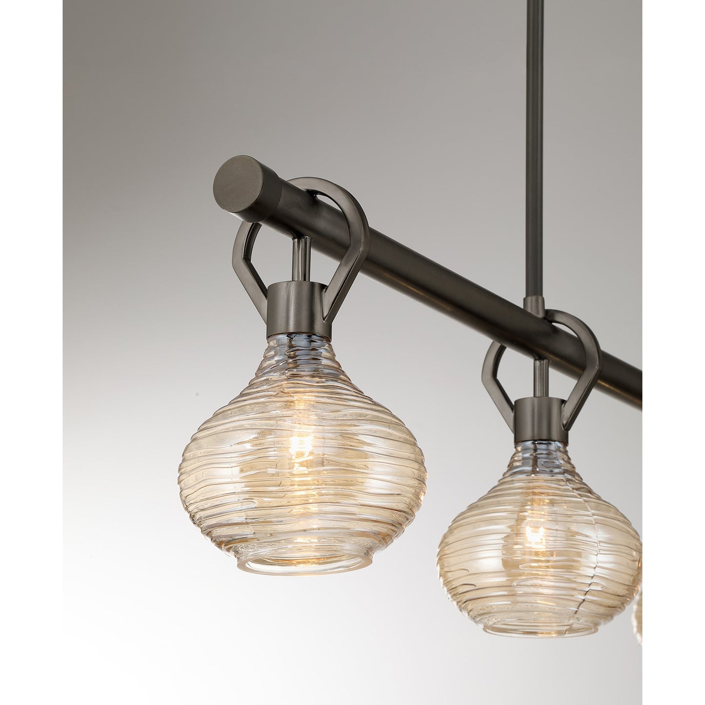 Savoy House Sheriden 48in 4-Light Chandelier | Artisanal Modern Mediterranean Bronze Metal and Bronze Rippled Glass | Kitchen Island & | Model 1-2274-4-15