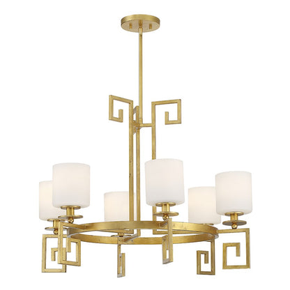 6 Light Chandelier, True Gold