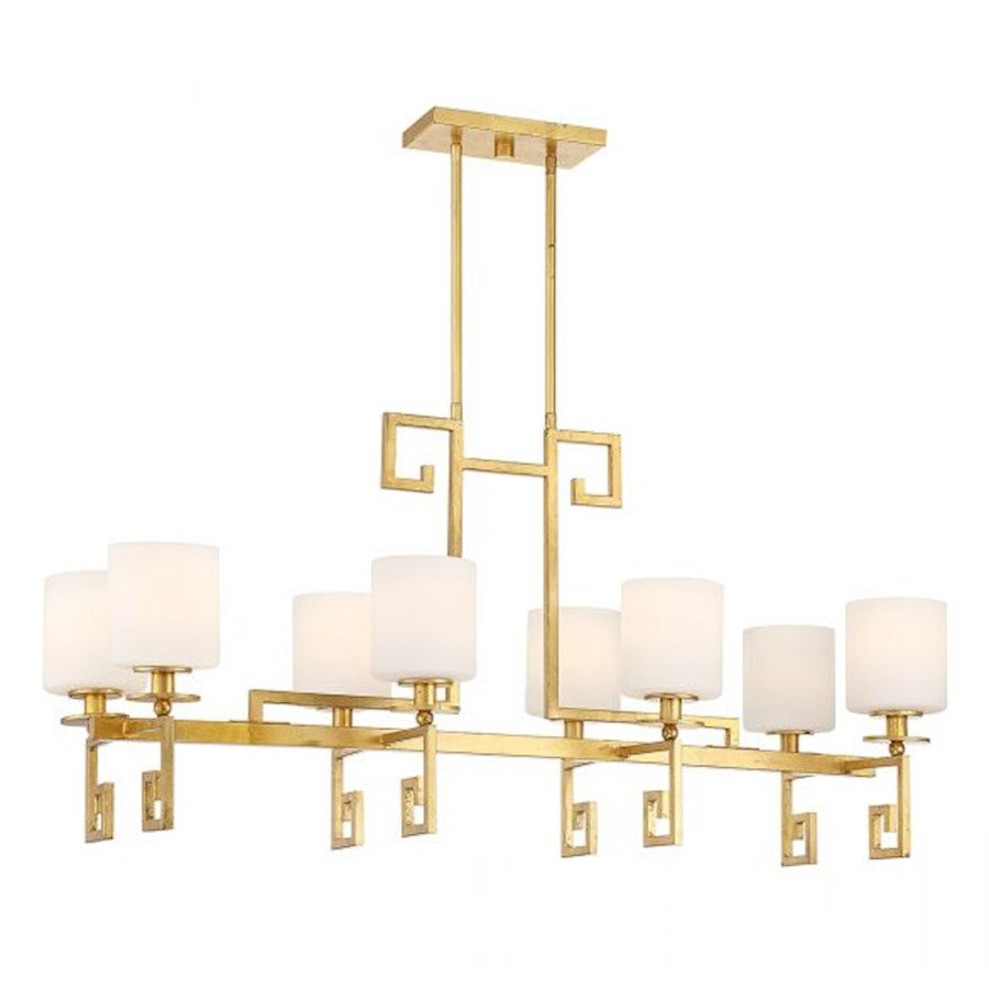 Savoy House Quatrain 8 Light Linear Chandelier, True Gold/White