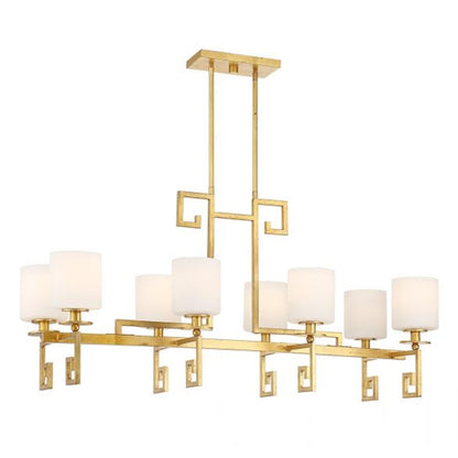 Savoy House Quatrain 8 Light Linear Chandelier, True Gold/White