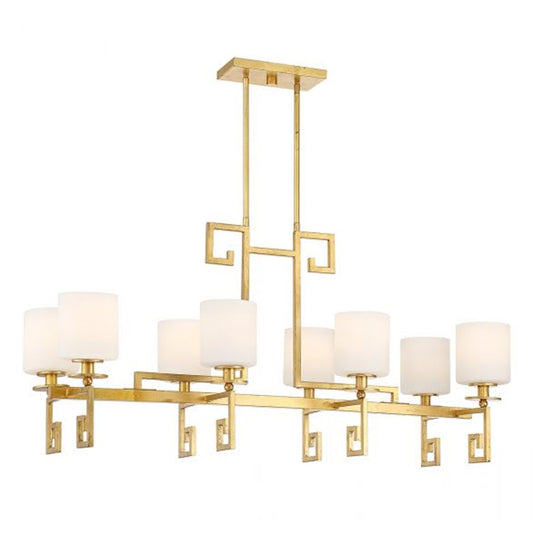 Savoy House Quatrain 8 Light Linear Chandelier, True Gold/White