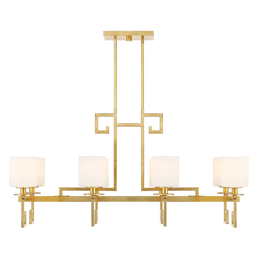 Savoy House Quatrain 8 Light Linear Chandelier, True Gold/White