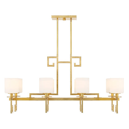 Savoy House Quatrain 8 Light Linear Chandelier, True Gold/White