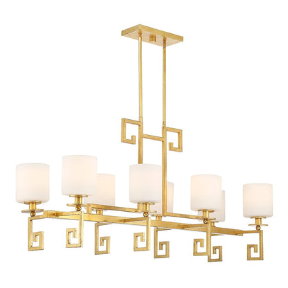 8-Light Linear Chandelier, True Gold