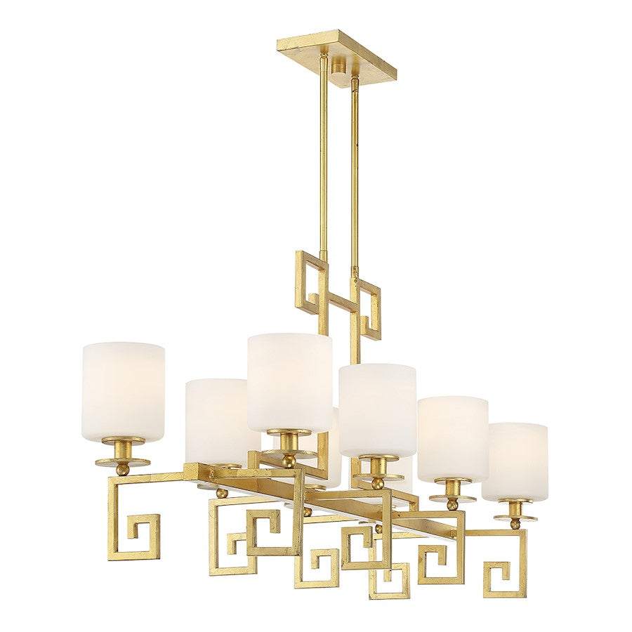 8-Light Linear Chandelier, True Gold