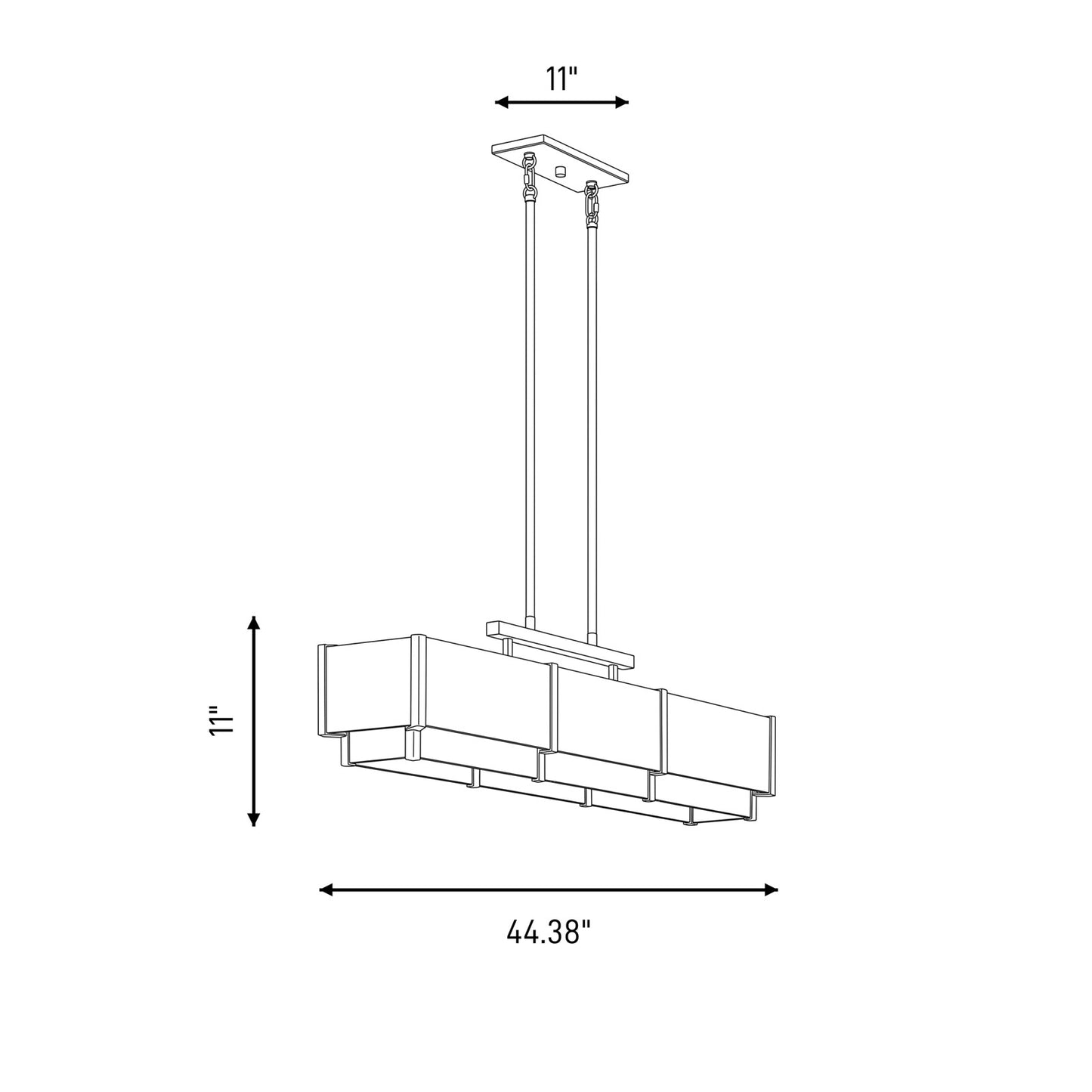 5-Light Linear Chandelier, Black Cashmere
