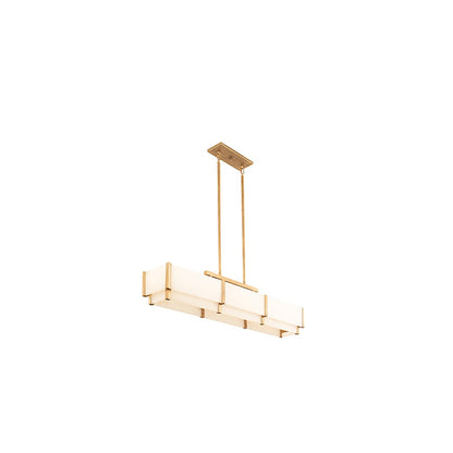5-Light Linear Chandelier, Distressed Gold