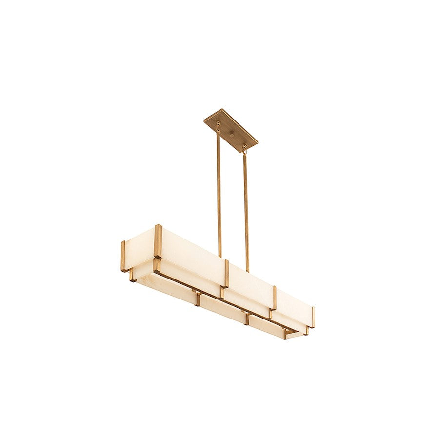 5-Light Linear Chandelier, Distressed Gold