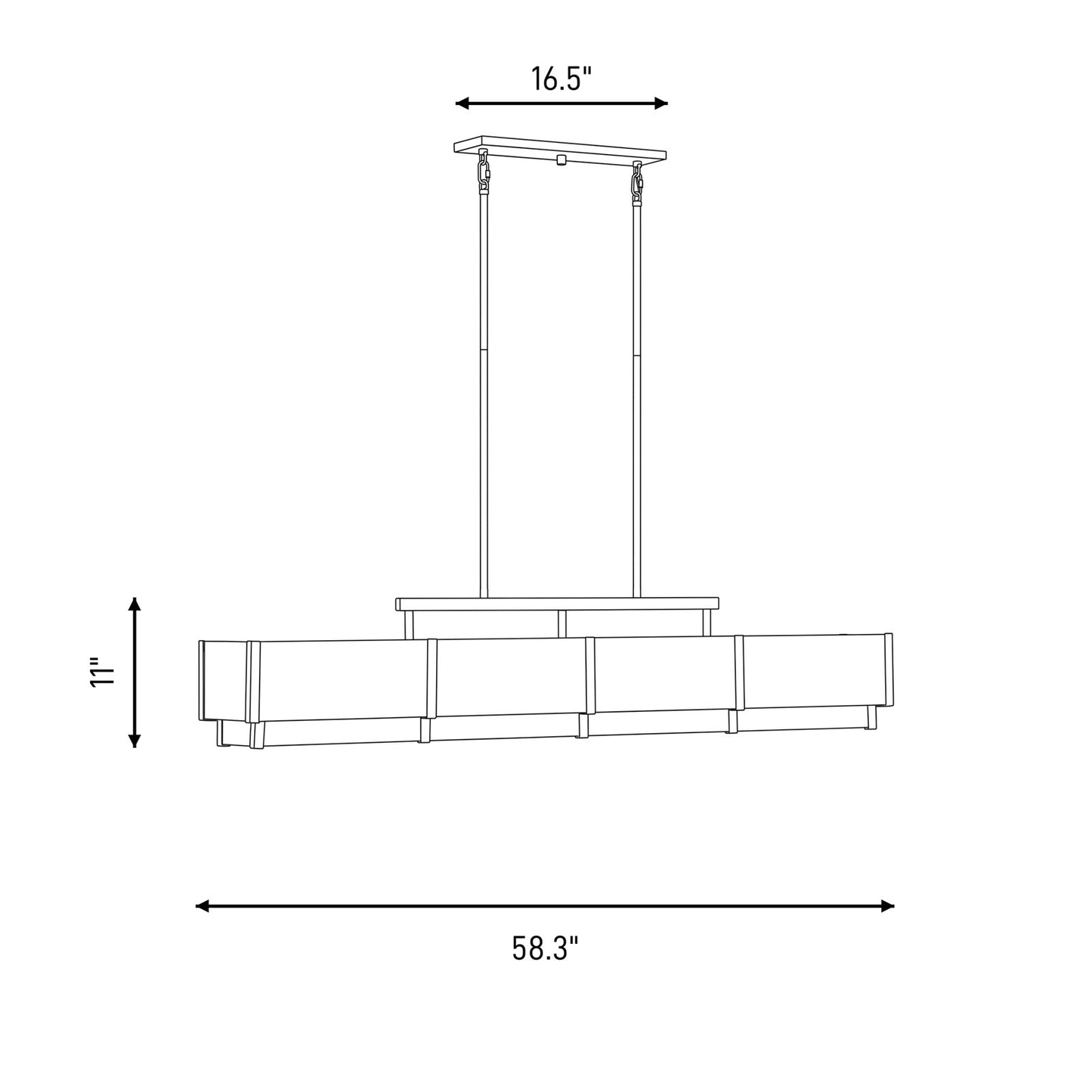8-Light Linear Chandelier, Black Cashmere