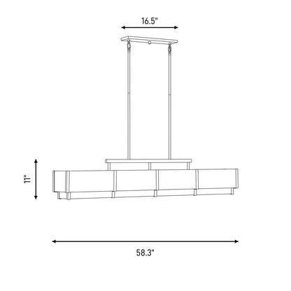 8-Light Linear Chandelier, Black Cashmere