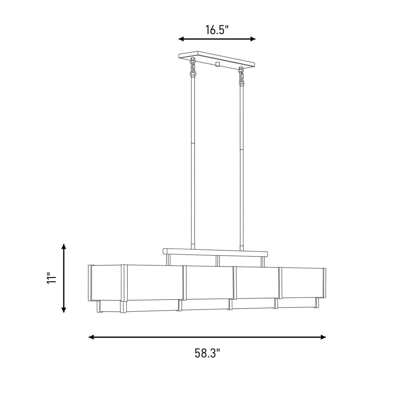 8-Light Linear Chandelier, Black Cashmere