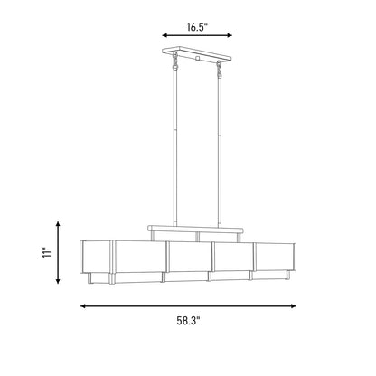8-Light Linear Chandelier, Black Cashmere