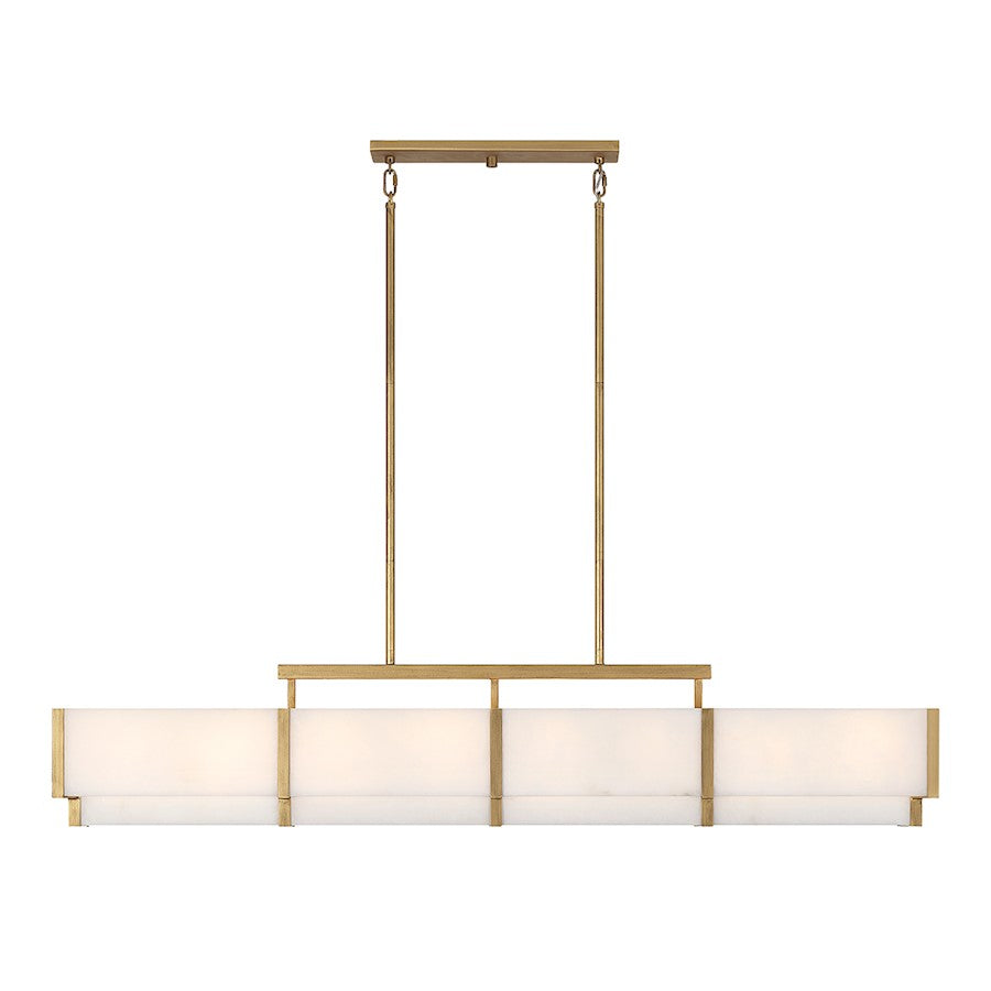 8-Light Linear Chandelier, Distressed Gold