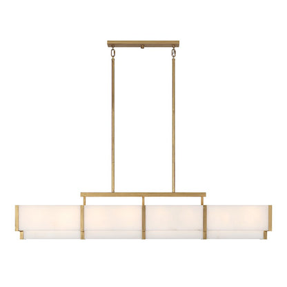 8-Light Linear Chandelier, Distressed Gold