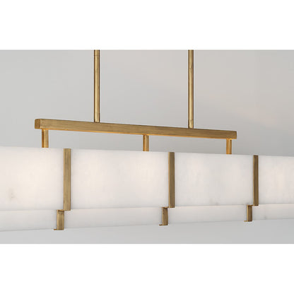 8-Light Linear Chandelier, Distressed Gold