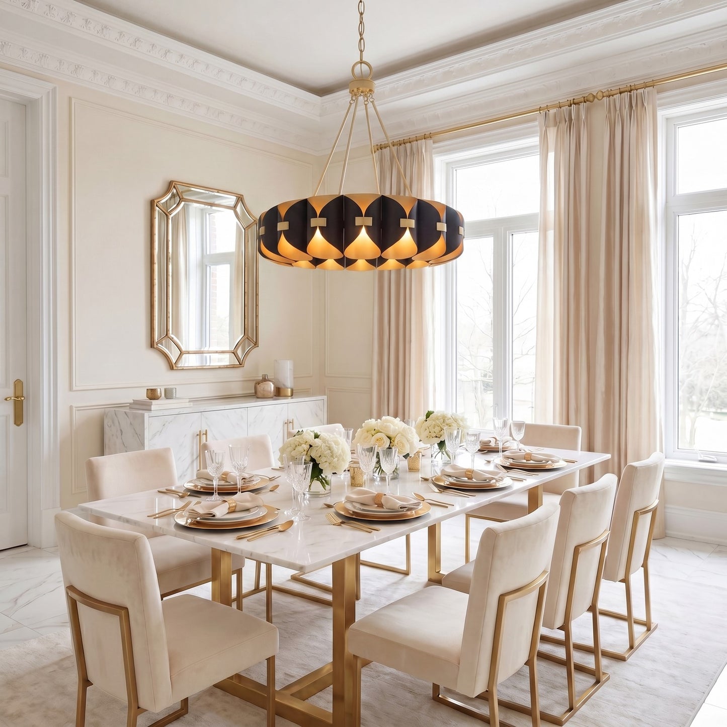 Savoy House Pelham 16Lt Chandelier, Black Cashmere/True Gold
