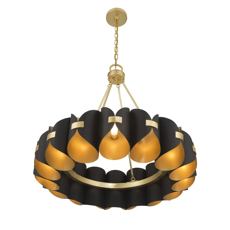 Savoy House Pelham 16Lt Chandelier, Black Cashmere/True Gold