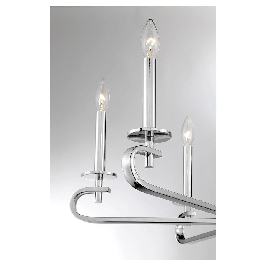 6 Light Chandelier, Polished Nickel