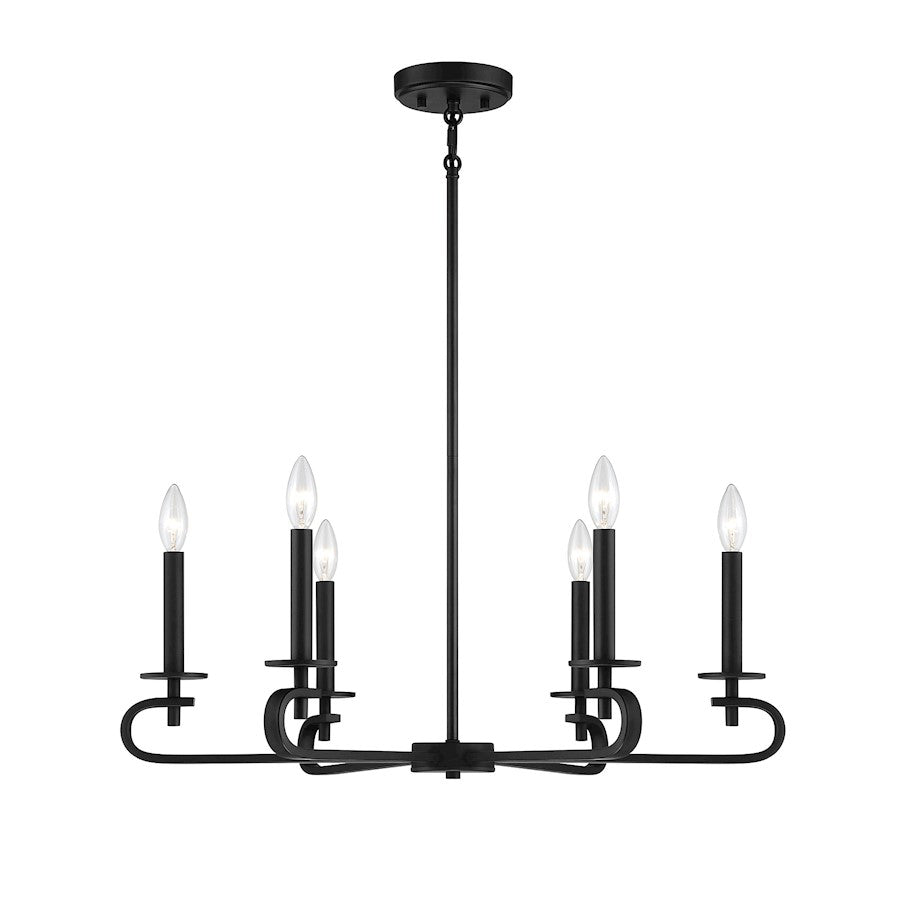 Savoy House Torino 6-Light Chandelier, Matte Black - 1-2450-6-89