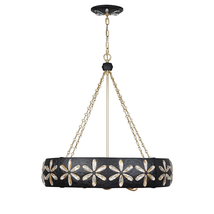 6 Light Chandelier, Metropolis Black