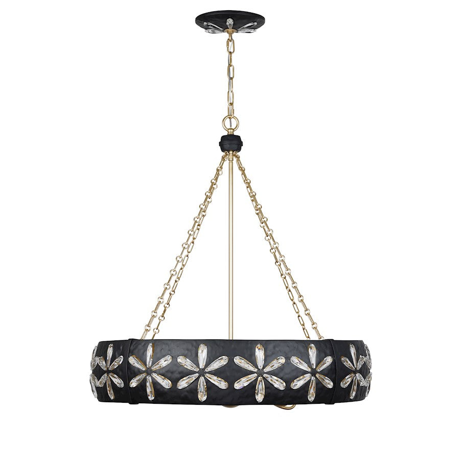 6 Light Chandelier, Metropolis Black