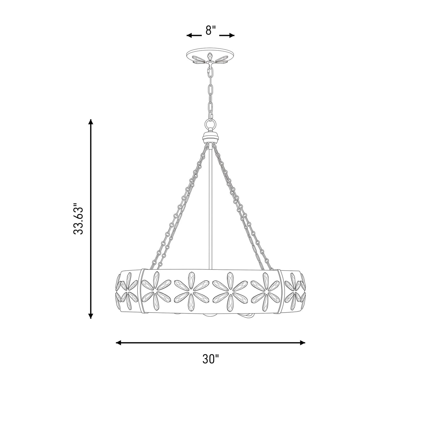 6 Light Chandelier, Metropolis Black