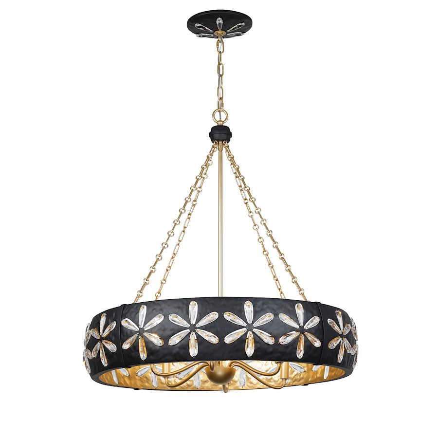 6 Light Chandelier, Metropolis Black